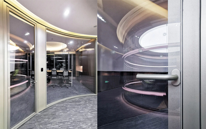 최신 회사 사례 Curved panoramic glass partition system project