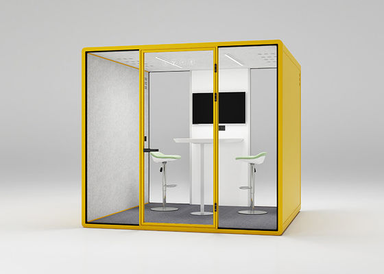 Tempered Glass Private Office Booth Hidden Frame Sound Insulation Booth