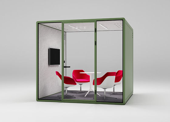 Tempered Glass Private Office Booth Hidden Frame Sound Insulation Booth