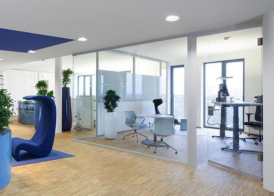 Full Glass Modern Aluminum Frame Office Partition Wall Wtih 12mm 15mm Glass