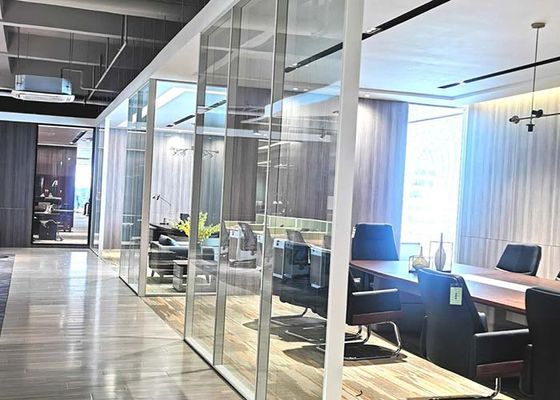 79mm Aluminum Tempered Single Or Double Glass Hard 3mm Profile Clear Frame Glass Partitions