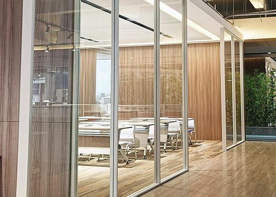 Glass Partition Wall Frameless Or Framed White Black Frame Single Double Glass Clear With Door