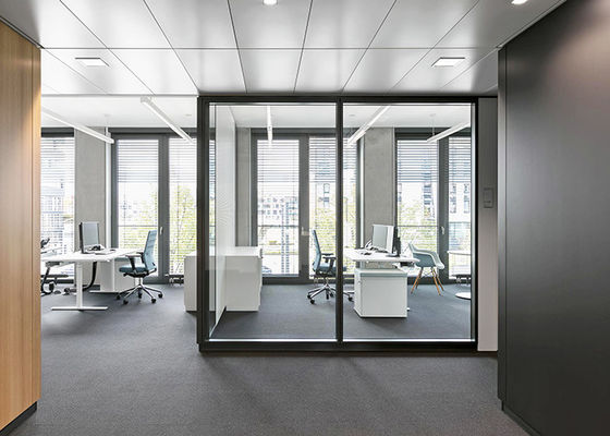 No Chemical Pollution Glazed Partition Wall Office Indoor Commercial Room Solid Wall With Frame
