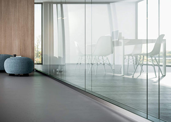 Full View 108mm Aluminum Frame 12mm+12mm Glass Partition Wall With  Special Adhesive Tape