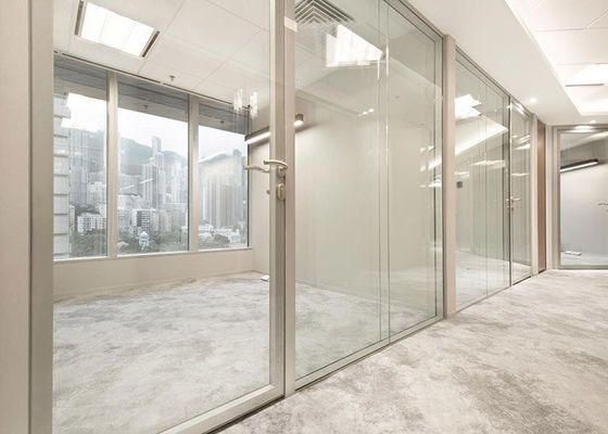 Clear Double Glazed Glass Partition Wall 12mm+12mm Soundproof Office Partitions