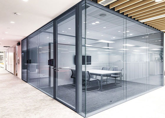 Frameless Design Glass Partition Wall System Maximizes Daylighting Complete Transparency Aluminum 108mm Thickness