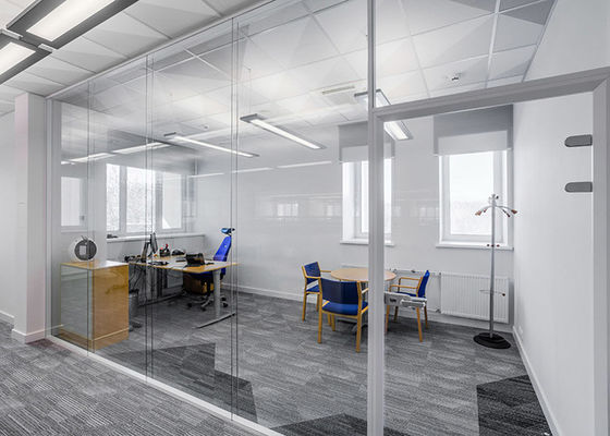Modular Partitions Acoustic Reduce 45db Office Demountable Double Glass Partition Wall