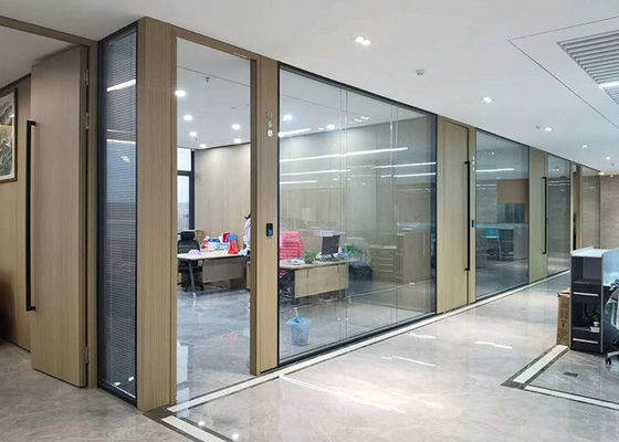 Aluminium Frame Glass Partition Wall System Double Hollow Space ISO 9001 Approved