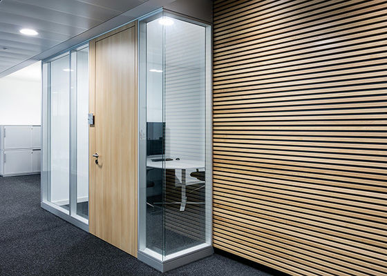 Modern Indoor Glazed Office Partition Wall Demountable Wall Double Glass With Quality Door