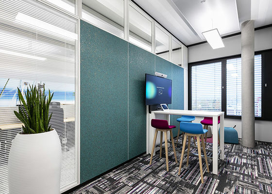 Sound Absorption Glass Partition Wall Aluminum Frame Steel Melamine HPL Panel