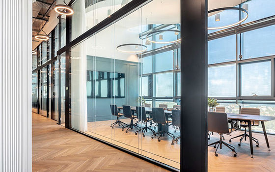 Isolate Noise 45+-db Partition Wall With Door Self Closer Health Double Glass Demountable