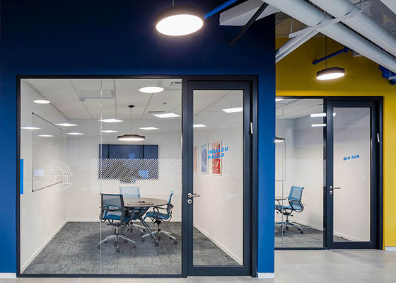 Fashionable Elegant Glass Partition Wall With Door Closer Easy Assemble Acoustic Room