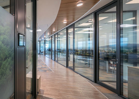Double Glass Soundproof Glass Wall Partition Safety Tempered 108 Easy Assemble