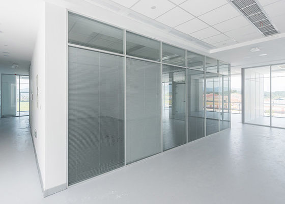 Bright tempered glass 108mm thickness Aluminum frame for office meeting room