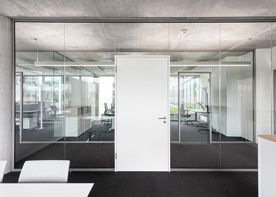 Hot selling acoustic full view frameless glass wall parition 108mm thickness Aluminum frame+glass double panel