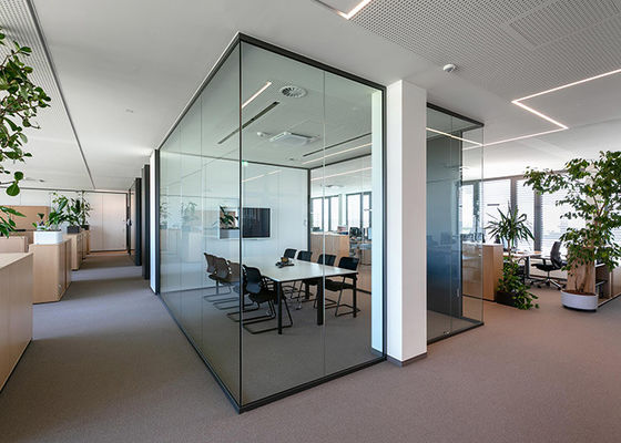 Glawall Isolated Space Glass Partition Wall Durable Strong Glass Aluminum Profile Furnish
