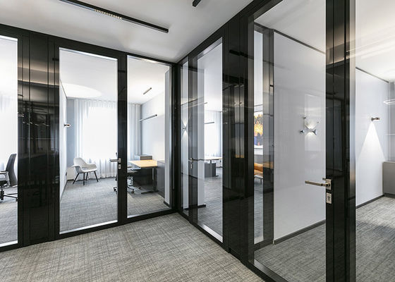 Modern Interior Office Glass Wall Systems Movable Tempered Glass Partition Wall