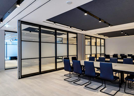 Operable Movable Glass Wall System Sliding Folding Aluminum Frame Glass Partition
