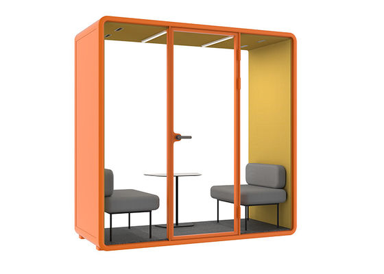 Soundproof Room SL Size For 2 Person Meeting With Table Aluminum Frame With Laminated Glazed