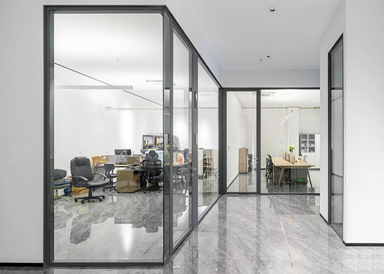 Framed Glass Partition Wall Vertical Full View Interior Glass Partition Wall With Aluminum Frame