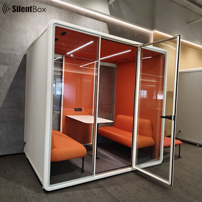 Movable Soundproof Meeting Pod with 4 People Seats STC30dB and 4000K Natural Light