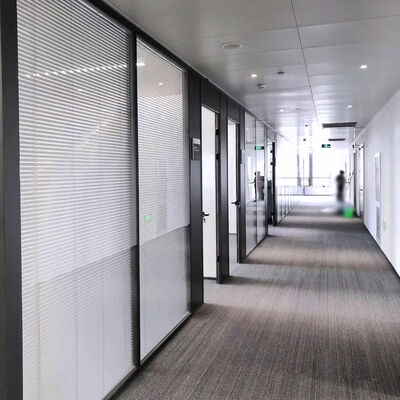 High-end Soundproof Aluminum Frame Office Partition Glass Wall Space Room Divider with Blinds