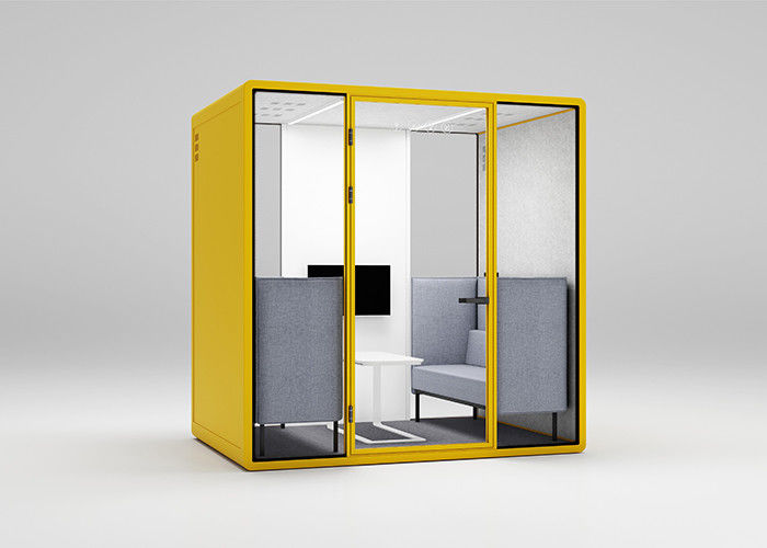 Quiet Office Meeting Pods Aluminum Frame With Solid Panel For Monitor