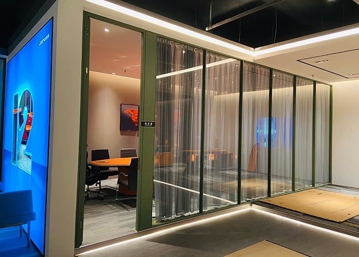 90 Series Framed Glass Partition Wall Transparent Glass Wall With Aluminum  Frame Tempered Glass