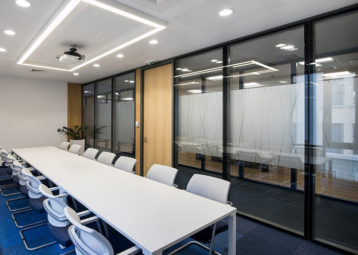 Meeting Room Glass / solid Partition Wall Framed Colorful Glazed Professional Manufacturers Glass Partition