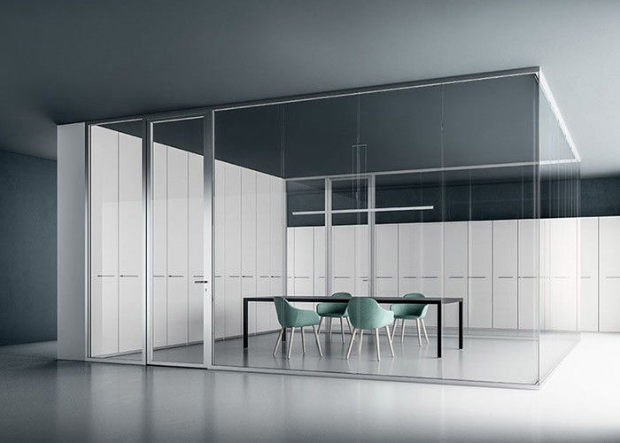 Full View 108mm Aluminum Frame 12mm+12mm Glass Partition Wall With  Special Adhesive Tape