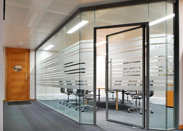 Black Frame Glass Partition Wall System Cutsomized Demountable Office Partitions