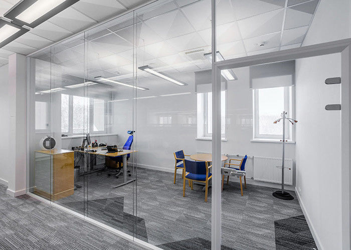 Modular Partitions Acoustic Reduce 45db Office Demountable Double Glass Partition Wall
