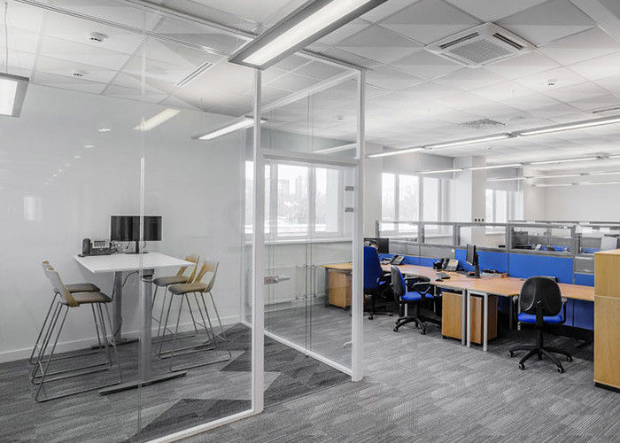 Clear Double Glazed Glass Partition Wall 12mm+12mm Soundproof Office Partitions