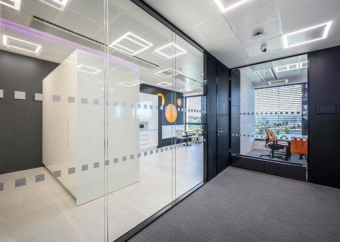 Aluminium Frame Glass Partition Wall System Double Hollow Space ISO 9001 Approved