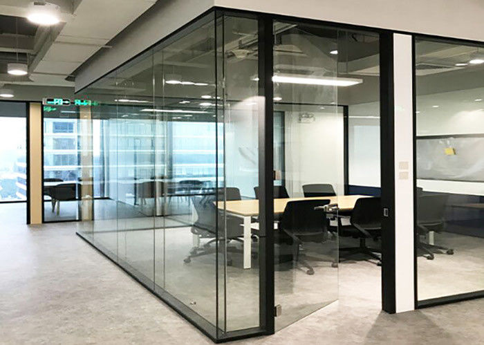 Pre-Fabricated Glass Wall Partition Single 10mm Thick Black Glazed For Interior Office From Glawall