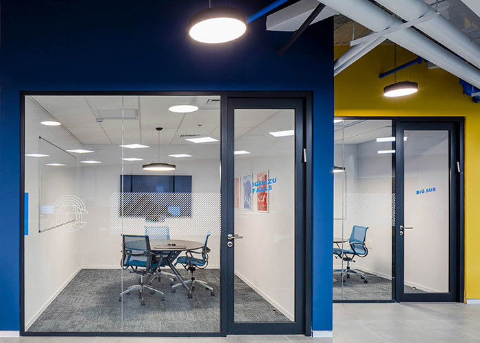 Fashionable Elegant Glass Partition Wall With Door Closer Easy Assemble Acoustic Room