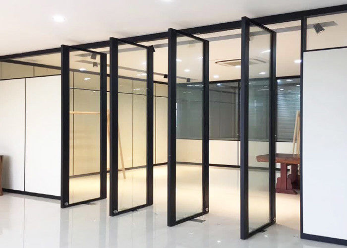 Office Demountable Glass Partitions Sytem With Pivot Frameless Glass Swing Door