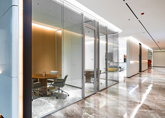 Acoustic Double Partition Within Commercial Aluminum Frame Glass Office Partitions Enhanced Sound Insulation