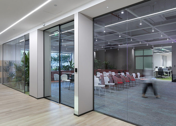 single glass partition wall 25mm series best price full view froested glass partition wall with top/bottom/side channels