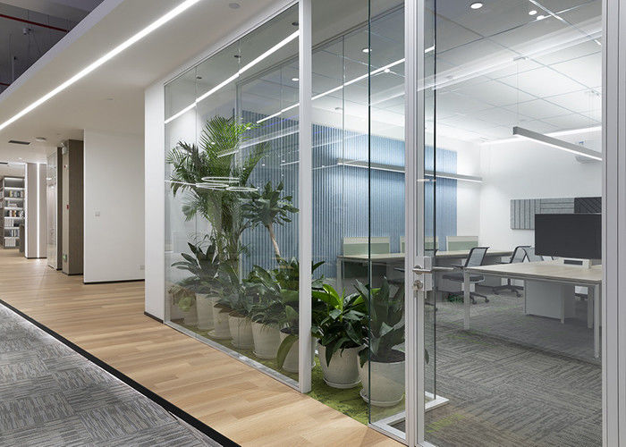 Double Soundproof Glass Partition Framed Glass Partition Wall Prefabricated Design Easy To Install