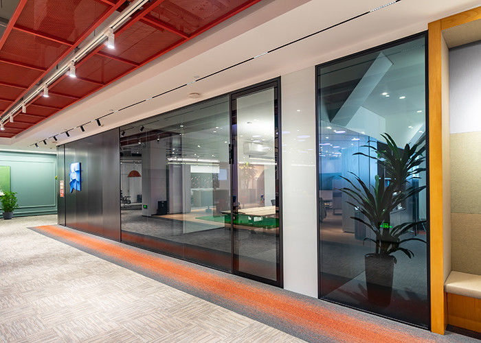 Interior compartment glass partition wall Aluminum 108mm thickness frame 5+5mm double glass easy install