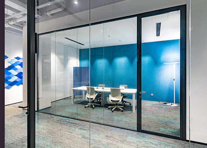 Frameless Glass Partition Wall Double Tempered Glass Wall High Quality Partition With Door For Office Division
